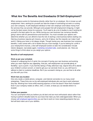 What Are The Benefits And Drawbacks Of Self-Employment?