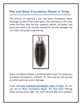 Pier and Beam Foundation Repair Texas