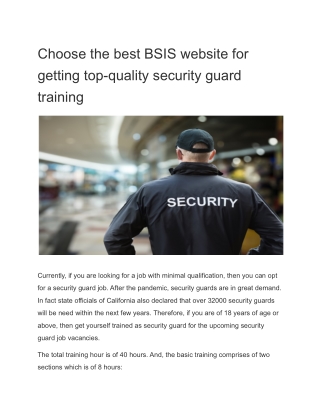 Choose the best BSIS website for getting top-quality security guard training