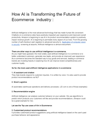 future of AI in Ecommerce  - Google Docs