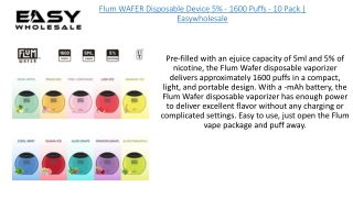 Flum WAFER Disposable Device 5% - 1600 Puffs - 10 Pack