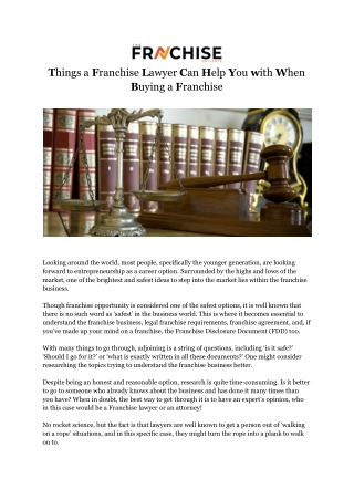 Things a Franchise Lawyer Can Help You with When Buying a Franchise