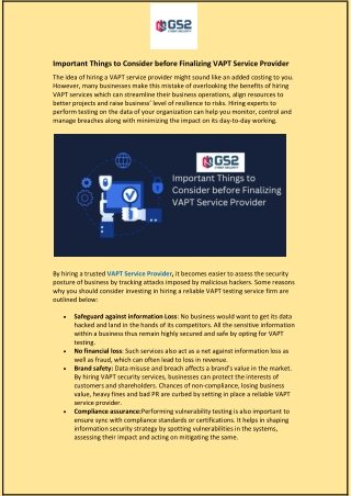 Important Things to Consider before Finalizing VAPT Service Provider