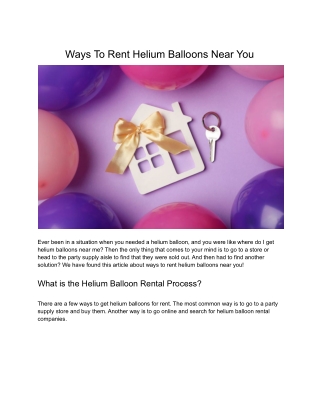 Ways To Rent Helium Balloons Near You