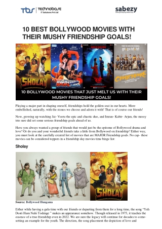 10 Best Bollywood Movies With Their Mushy Friendship Goals | Sabezy