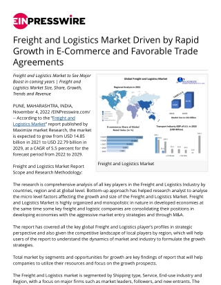 EINPresswire-599510136-freight-and-logistics-market-driven-by-rapid-growth-in-e-commerce-and-favorable-trade-agreements