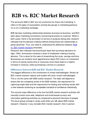 B2B vs. B2C Market Research