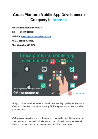 Cross Platform Mobile App Development Company in Australia