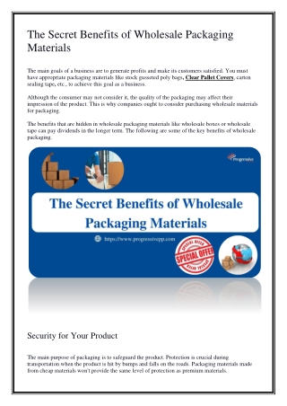 The Secret Benefits of Wholesale Packaging Materials