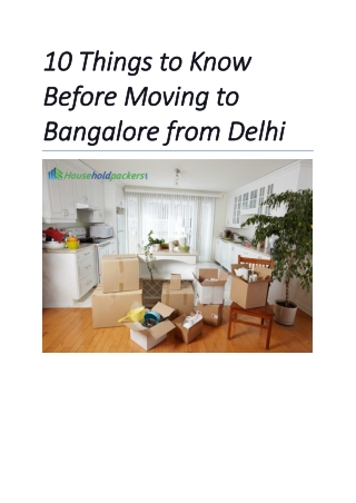 10 Things to Know Before Moving to Bangalore from Delhi