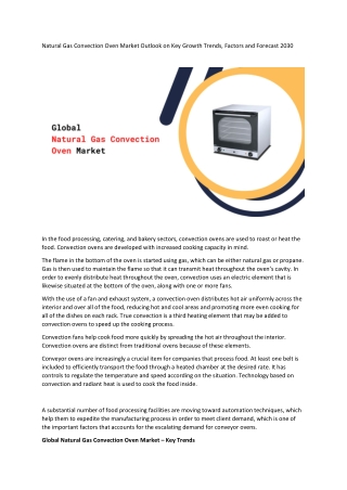 Natural Gas Convection Oven Market Outlook on Key Growth Trends
