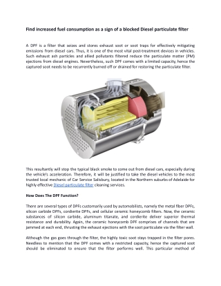 Find increased fuel consumption as a sign of a blocked Diesel particulate filter.docx