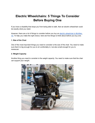 Electric Wheelchairs: 5 Things To Consider Before Buying One