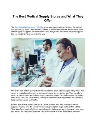 The Best Medical Supply Stores and What They Offer