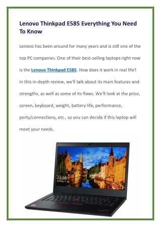 Lenovo Thinkpad E585 Everything You Need To Know
