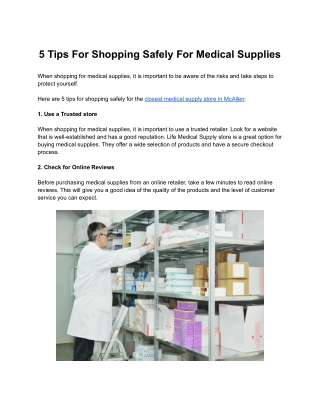 5 Tips For Shopping Safely For Medical Supplies