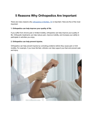 5 Reasons Why Orthopedics Are Important