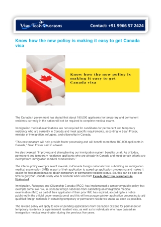 Know how the new policy is making it easy to get Canada visa