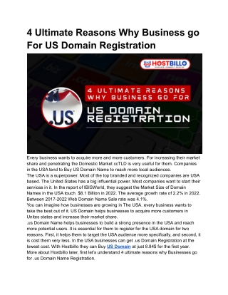 4 Ultimate Reasons Why Business go For US Domain Registration