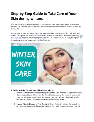 Step-by-Step Guide to Take Care of Your Skin during winters