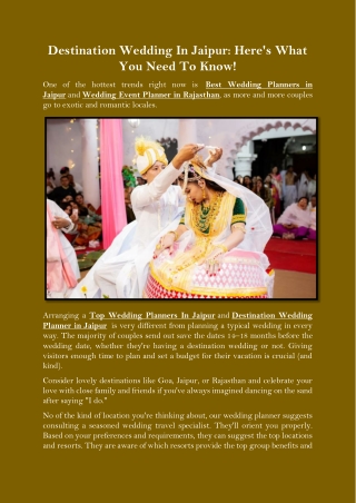 Destination Wedding In Jaipur Heres What You Need To Know