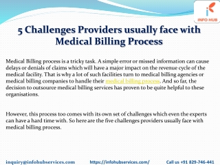 5 Challenges Providers usually face with Medical Billing Process