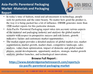 Asia-Pacific Parenteral Packaging Market