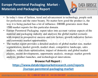 Europe Parenteral Packaging  Market