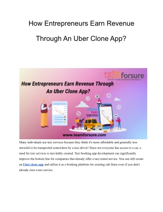 How Entrepreneurs Earn Revenue Through An Uber Clone App_