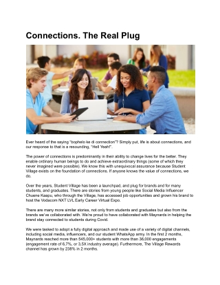 Connections. The Real Plug