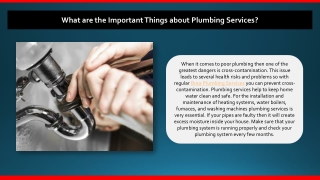 What are the Important Things about Plumbing Services?