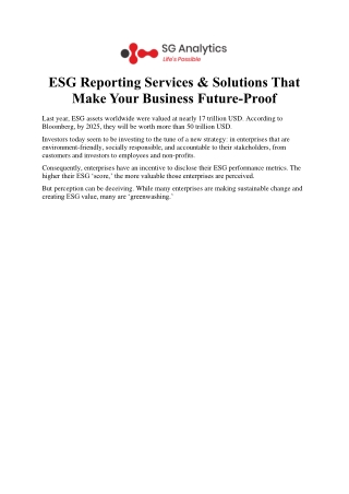 ESG Reporting Services & Solutions That Make Your Business Future-Proof