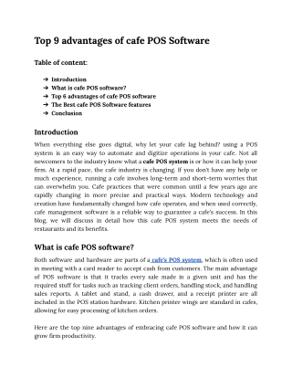 Top 9 advantages of cafe POS Software