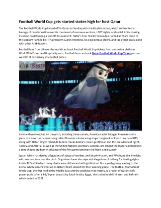 Football World Cup gets started stakes high for host Qatar