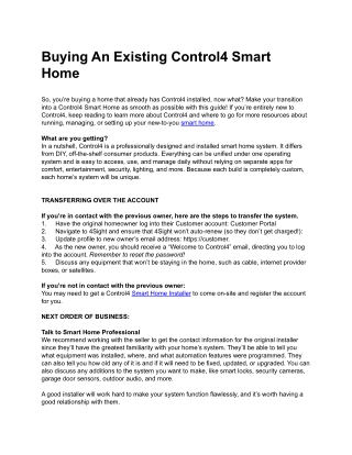 Buying An Existing Control4 Smart Home
