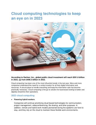 Cloud computing technologies to keep an eye on in 2023