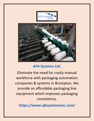 AFA Systems Ltd. – Engineered Packaging Automation Systems