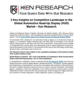 Global Automotive Head-Up Display (HUD) Market – Ken Research