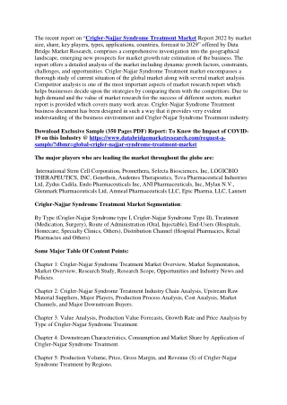 Crigler-Najjar Syndrome Treatment Market
