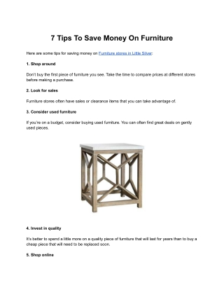 7 Tips To Save Money On Furniture