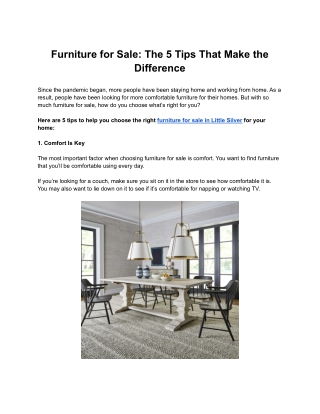 Furniture for Sale: The 5 Tips That Make the Difference