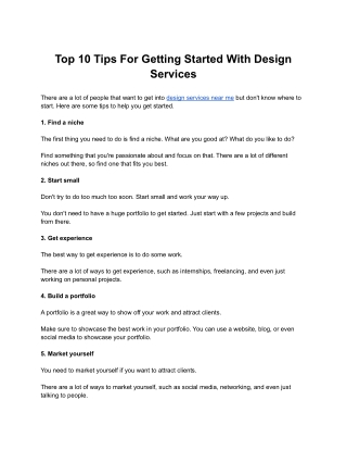 Top 10 Tips For Getting Started With Design Services