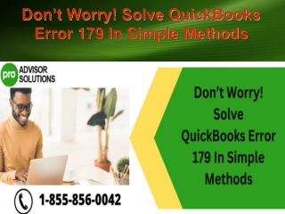 Dont Worry Solve QuickBooks Error 179 In Simple Methods