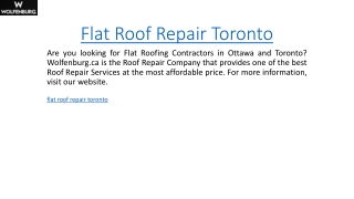 Flat Roof Repair Toronto  Wolfenburg.ca