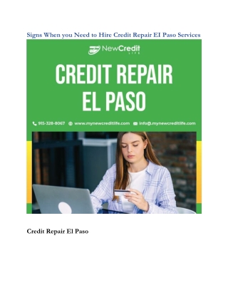 Signs When you Need to Hire Credit Repair EI Paso Services