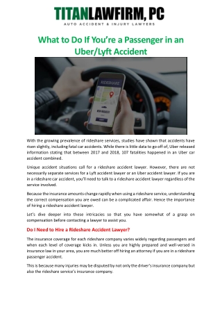 What to Do If You’re a Passenger in an UberLyft Accident