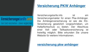 Versicherung PKW Anhänger   Versicherungstarife.info