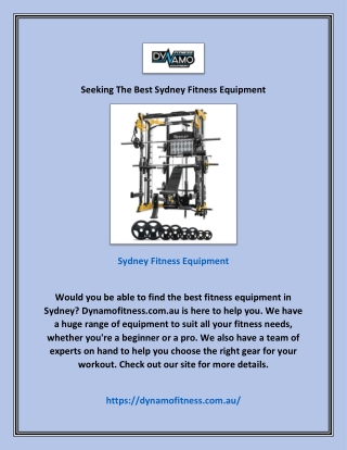 Seeking The Best Sydney Fitness Equipment