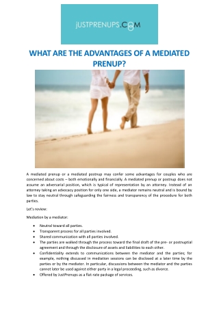 WHAT ARE THE ADVANTAGES OF A MEDIATED PRENUP