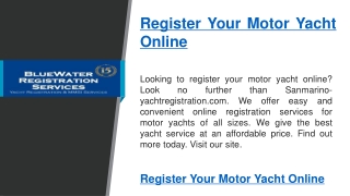 Register Your Motor Yacht Online   Sanmarino-yachtregistration.com